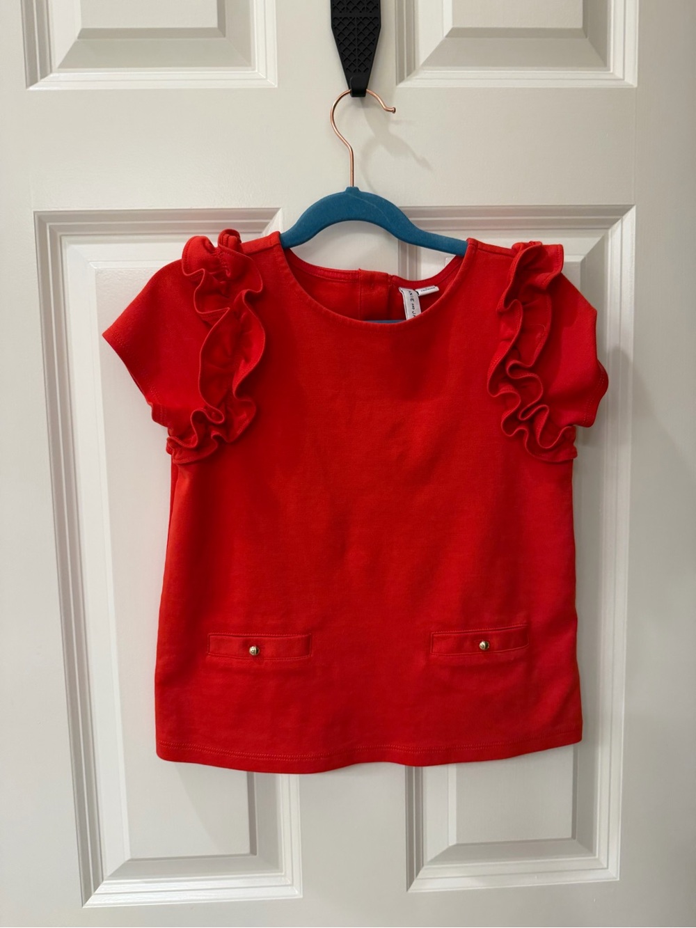 Janie and Jack Bright Red Ruffle Sleeve Top